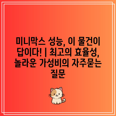 미니막스 성능, 이 물건이 답이다! | 최고의 효율성, 놀라운 가성비