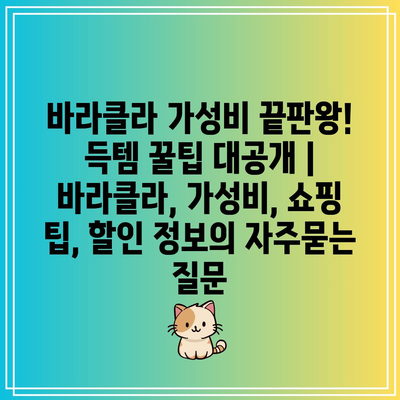 바라클라 가성비 끝판왕! 득템 꿀팁 대공개 | 바라클라, 가성비, 쇼핑 팁, 할인 정보