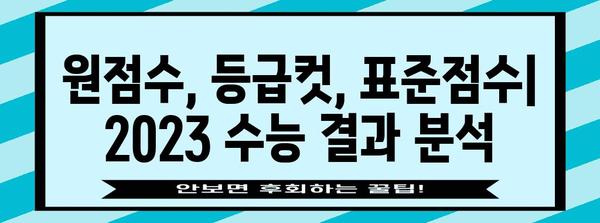 2023 수능 등급컷 원점수| 과목별, 영역별 상세 분석 |  2023학년도 수능, 등급컷, 원점수, 분석, 예상