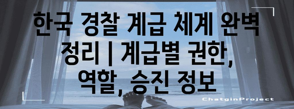 한국 경찰 계급 체계 완벽 정리 | 계급별 권한, 역할, 승진 정보