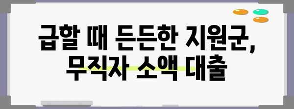 무직자 소액 대출 | 비상금 대비와 최적의 선택지