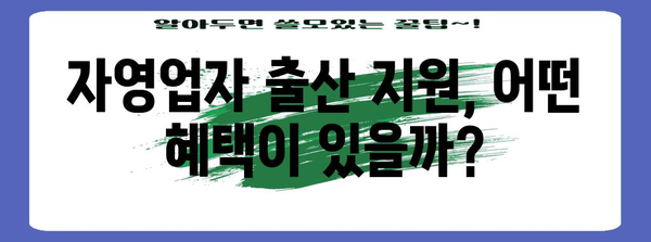 자영업자의 출산 지원 혜택 완벽 가이드 | 지원금 신청부터 육아 휴가까지