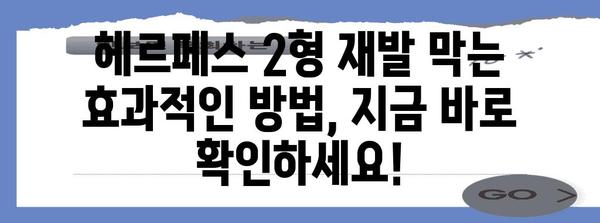 헤르페스 2형 재발 예방 | 효과적인 방법 모음