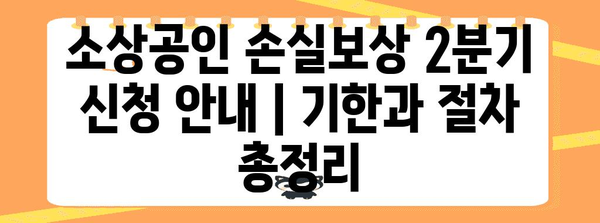 소상공인 손실보상 2분기 신청 안내 | 기한과 절차 총정리