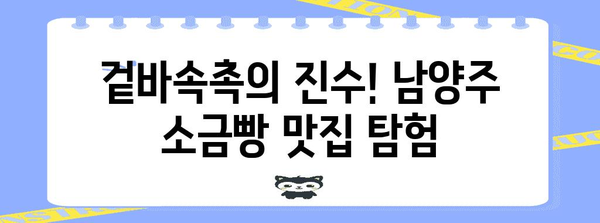 남양주 숨겨진 보석 | 향긋한 소금빵의 세계