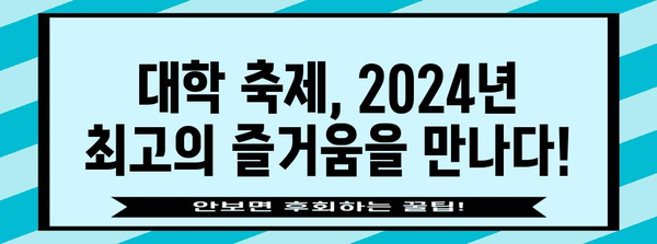 대학 축제 Must-Go | 놓칠 수 없는 2024년 베스트 페스티벌