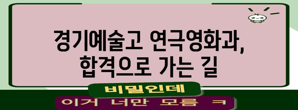 경기예술고등학교 연극영화과 입시 전략 | 전문가들의 완벽 가이드
