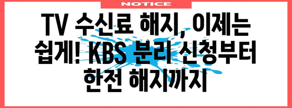 TV 수신료 해지 완전 가이드 | 쉬운 KBS 분리 신청과 한전해지 방법