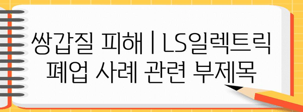 쌍갑질 피해 | LS일렉트릭 폐업 사례