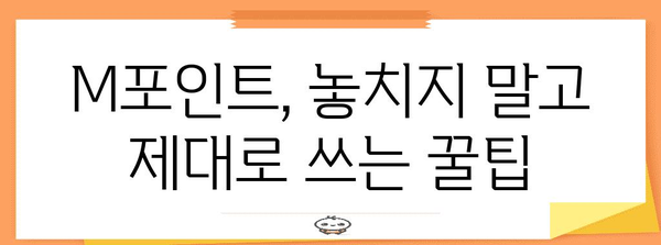 M포인트 사용 꿀팁 | 현금처럼 쓰는 7가지 방법