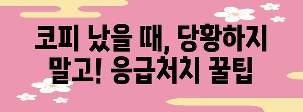 코피 증상, 원인, 대처법 완벽 가이드 | 응급처치 꿀팁 포함!