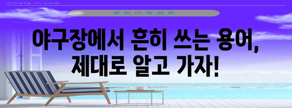 야구 용어 사전 | 경기 관람을 더 즐겁게