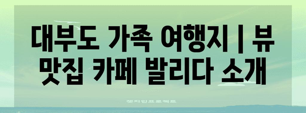 대부도 가족 여행지 | 뷰 맛집 카페 발리다 소개