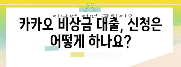 비상금 급할 때 카카오 비상금 대출 | 금리부터 신청법까지