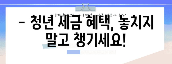 제목 | 청년 종합소득세 감면 완벽 가이드 | 연말정산 혜택 놓치지 마세요!