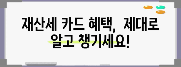 재산세 카드 혜택 가이드 | 할인율 확인, 조회 방법, 사용 팁