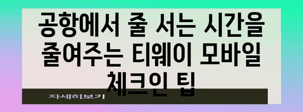 티웨이 국내선 모바일 체크인 방법 | 시간 절약과 편의를 위한 팁