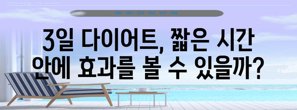 3일 다이어트로 성공적 체중감량 | 간편 식단과 효과적 팁