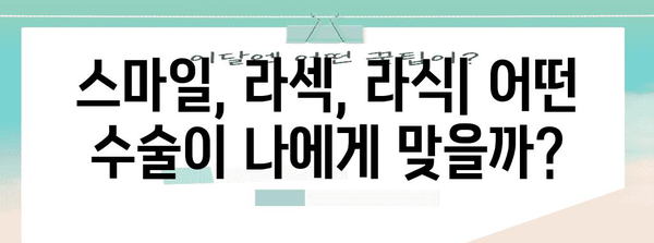 시력 교정 수술 비교 | 스마일·라섹·라식의 차이