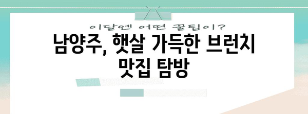 남양주 브런치 명소 소개 | 따뜻한 햇살 아래 특별한 식사