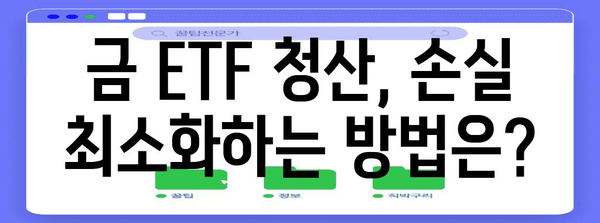 금 ETF 청산 전략과 금 시세 변동성 분석